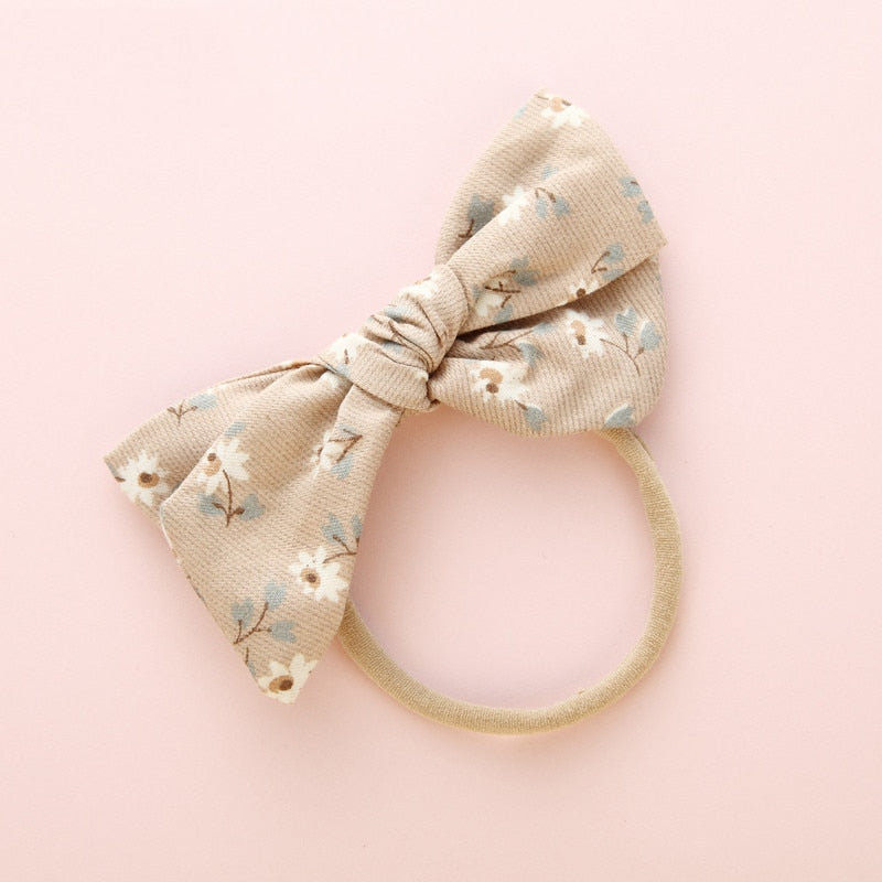 Elastic Flower Print Bowknot Headband