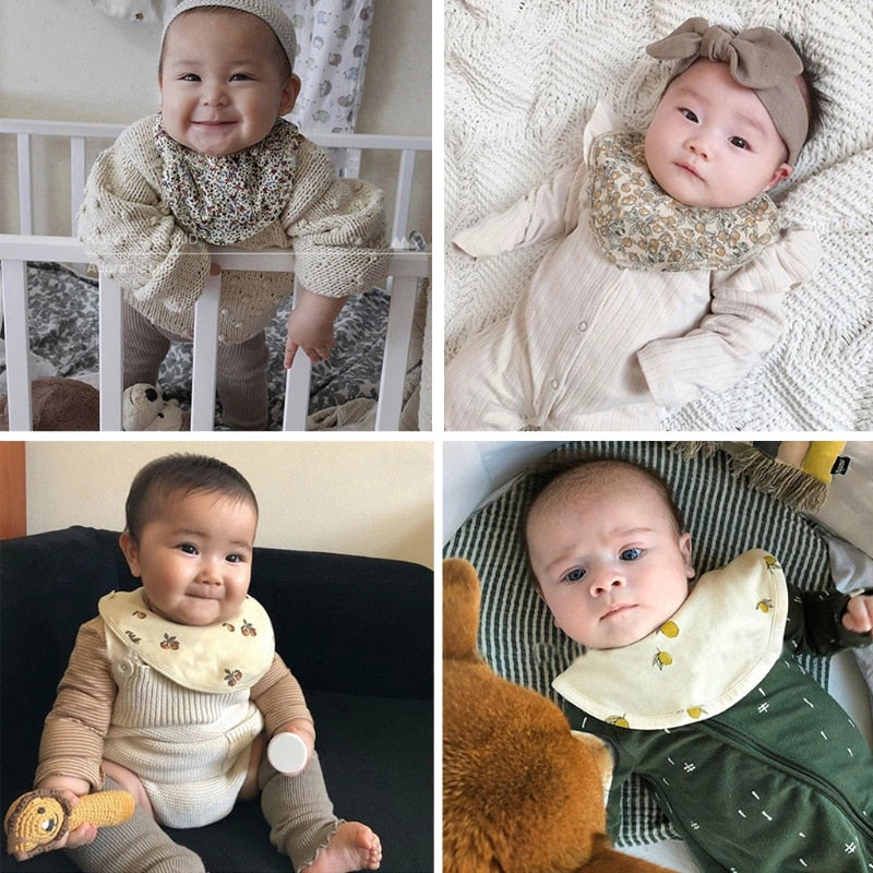 Double Layers Cotton Cartoon Printed Bibs
