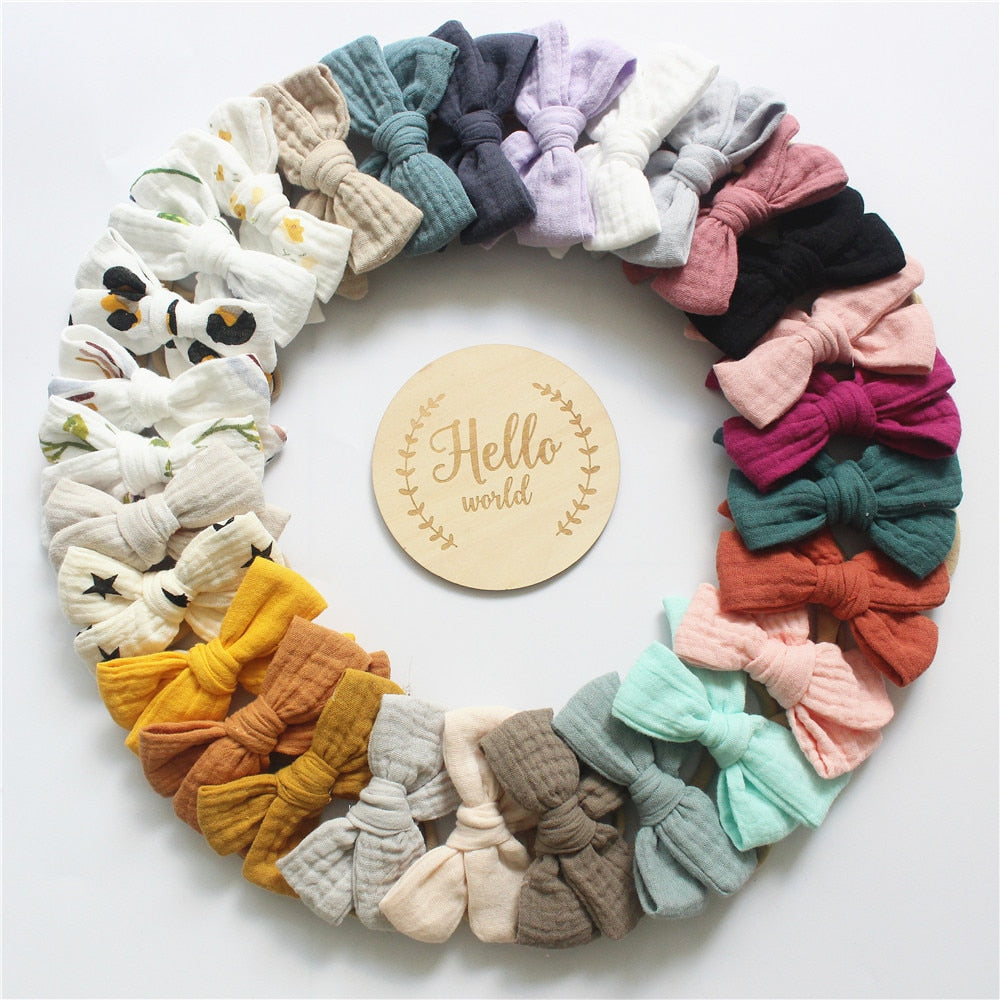 4Pcs/Set Cotton Bow Elastic Headband