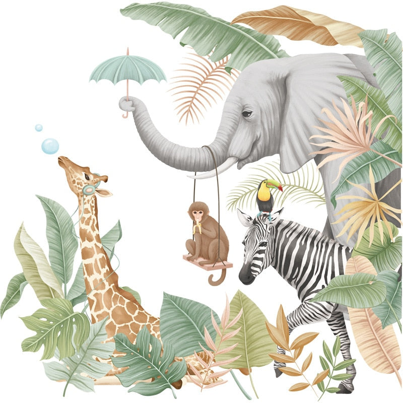 Tropical Rainforest And Animals Wall Sticker