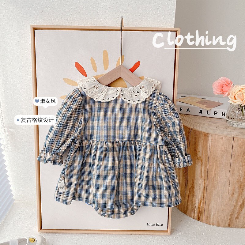 Long Sleeve Plaid Dress Bodysuit