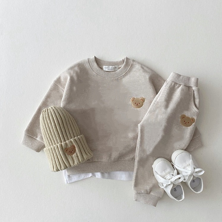 Solid Color Embroidered Bear Beanie Hat
