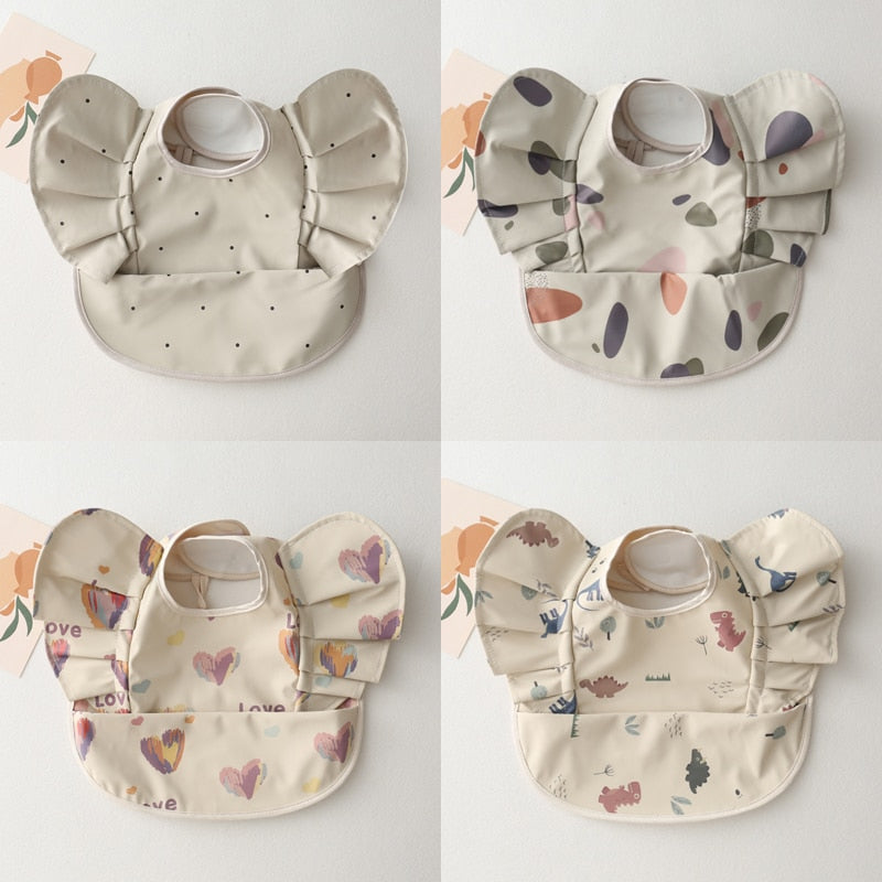 Ruffle Waterproof Cartoon Print Bibs