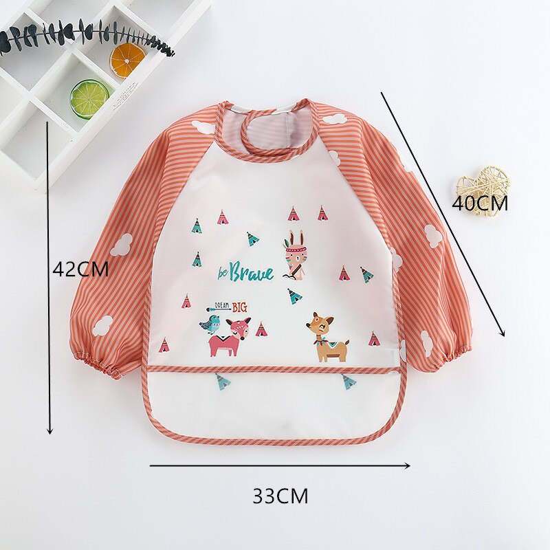 Bird/Deer/Rabbit Long Sleeve Bib With Pocket