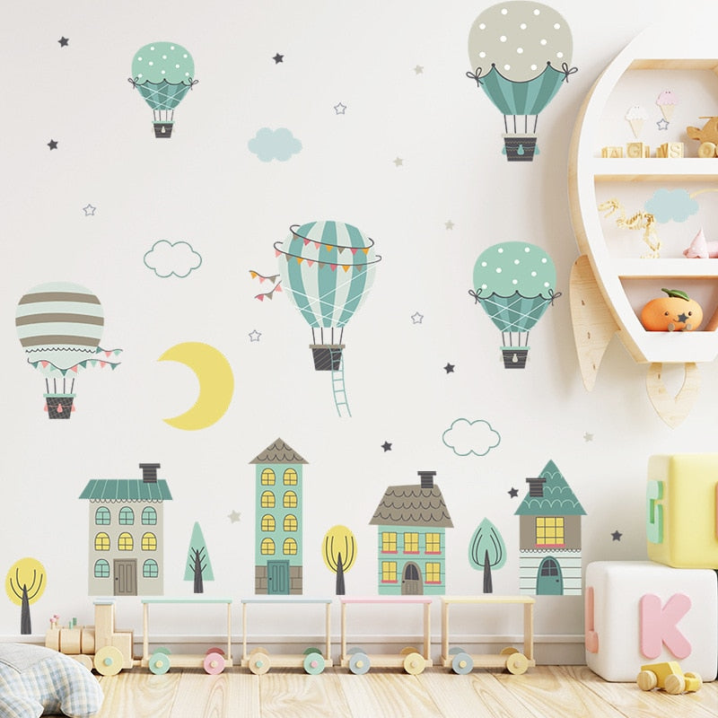 House And Balloons Self-adhesive Wall Stickers