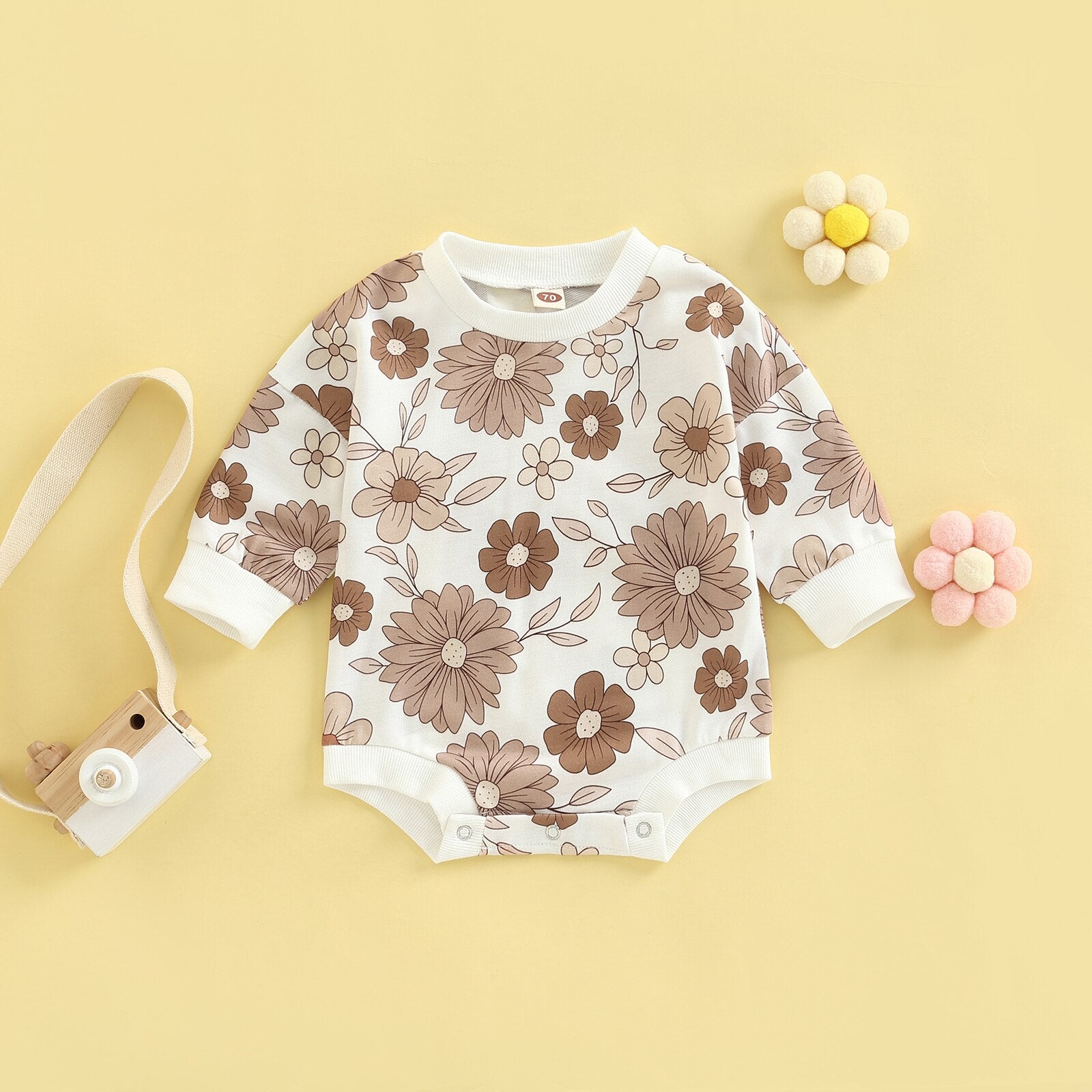 Flowers Print Long Sleeve Jumpsuit