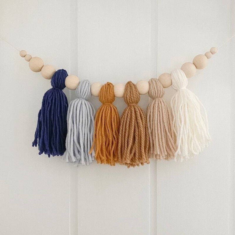 Boho Tassel Wooden Beads Hanging Pendant