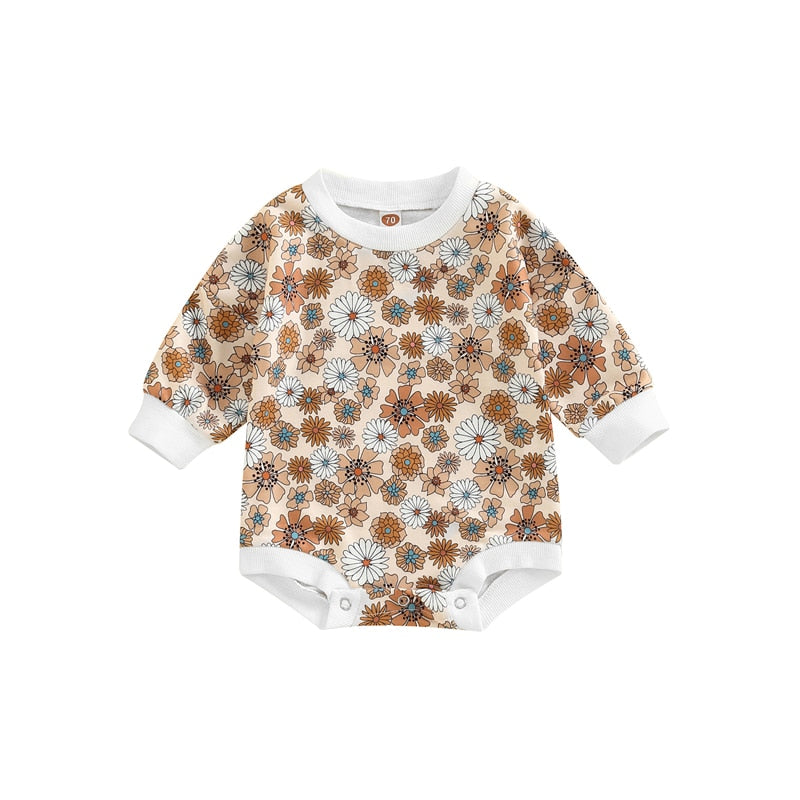 Flowers Print Long Sleeve Jumpsuit