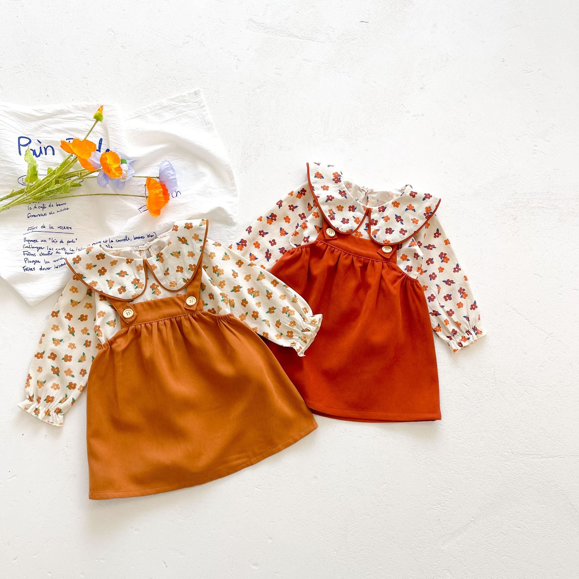 Flower Pattern Top & Jumpsuit Set