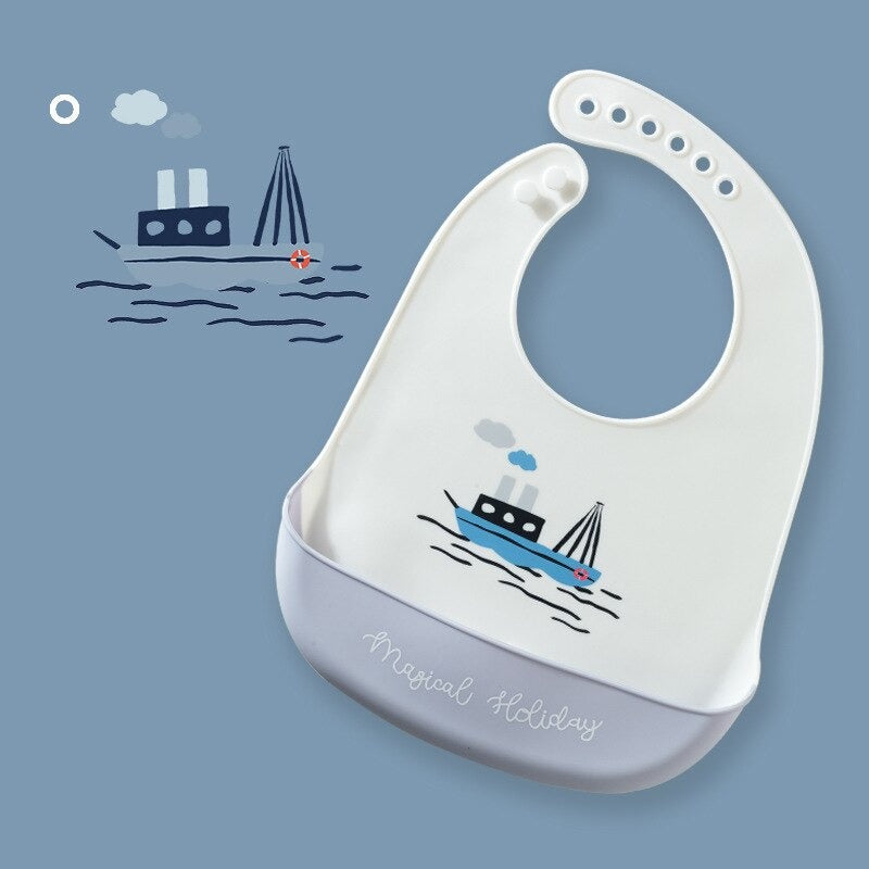 Silicone Adjustable Cute Print Bib