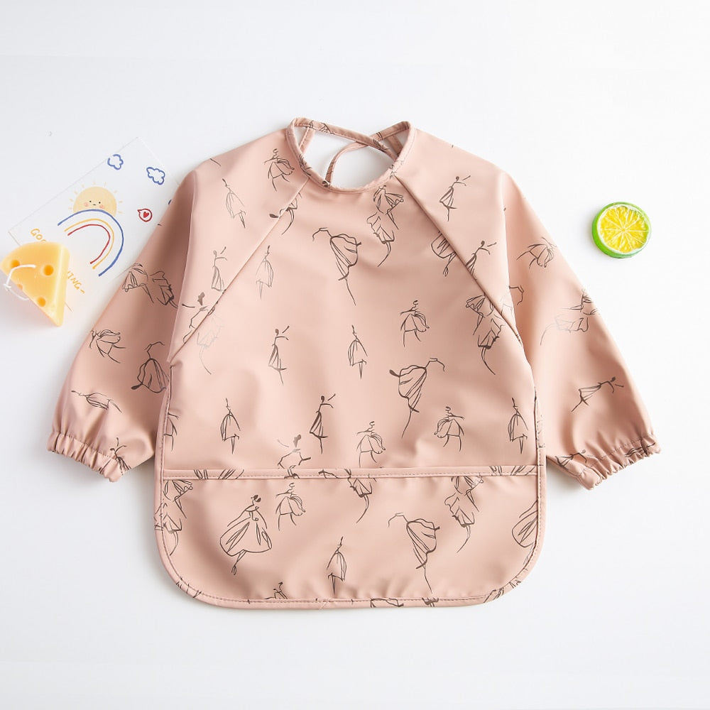 Long Sleeves Waterproof Pattern Print Bibs