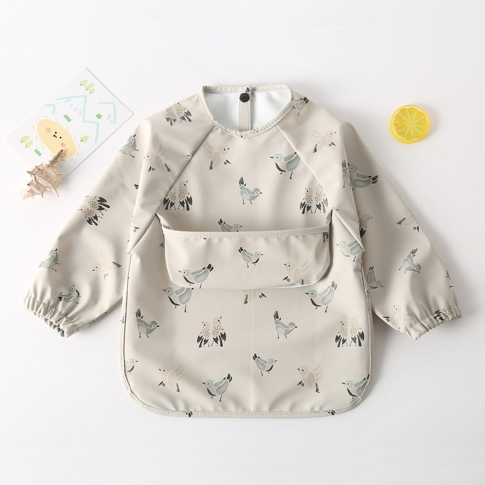 Long Sleeves Waterproof Pattern Print Bibs