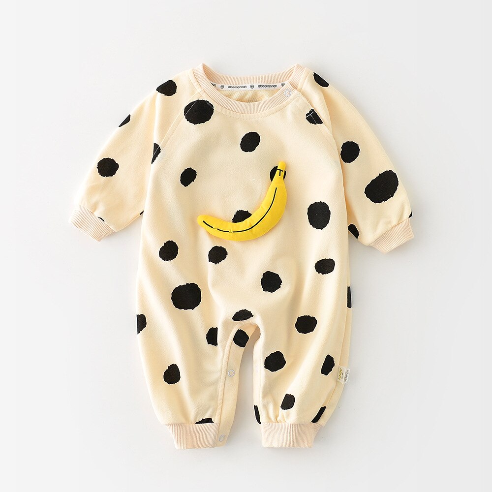 HAPPY SMILE Banana Dot/Striped Romper