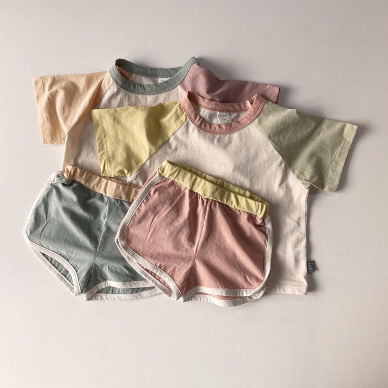 Pastel Colorblock Shorts Set