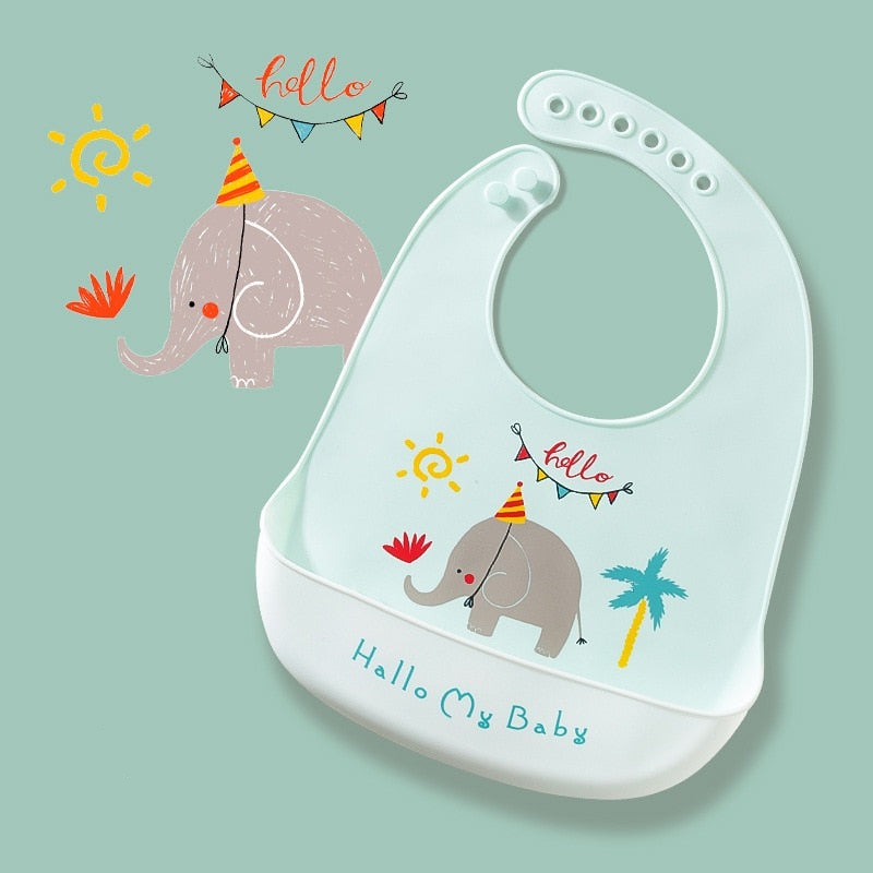Silicone Adjustable Cute Print Bib
