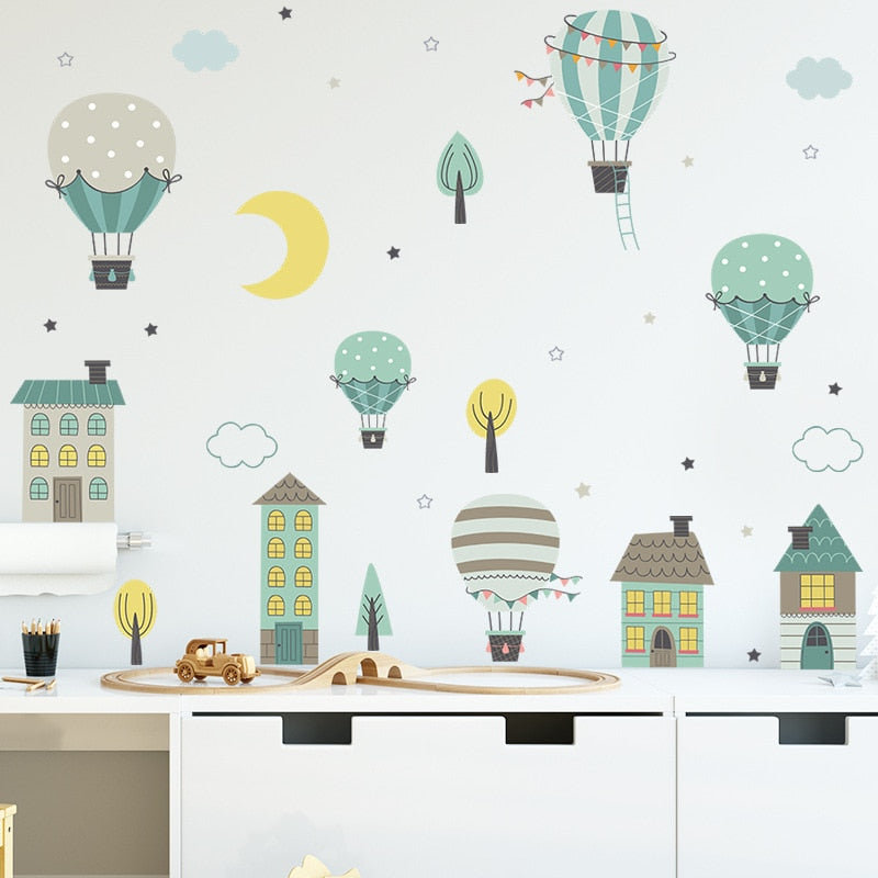 House And Balloons Self-adhesive Wall Stickers