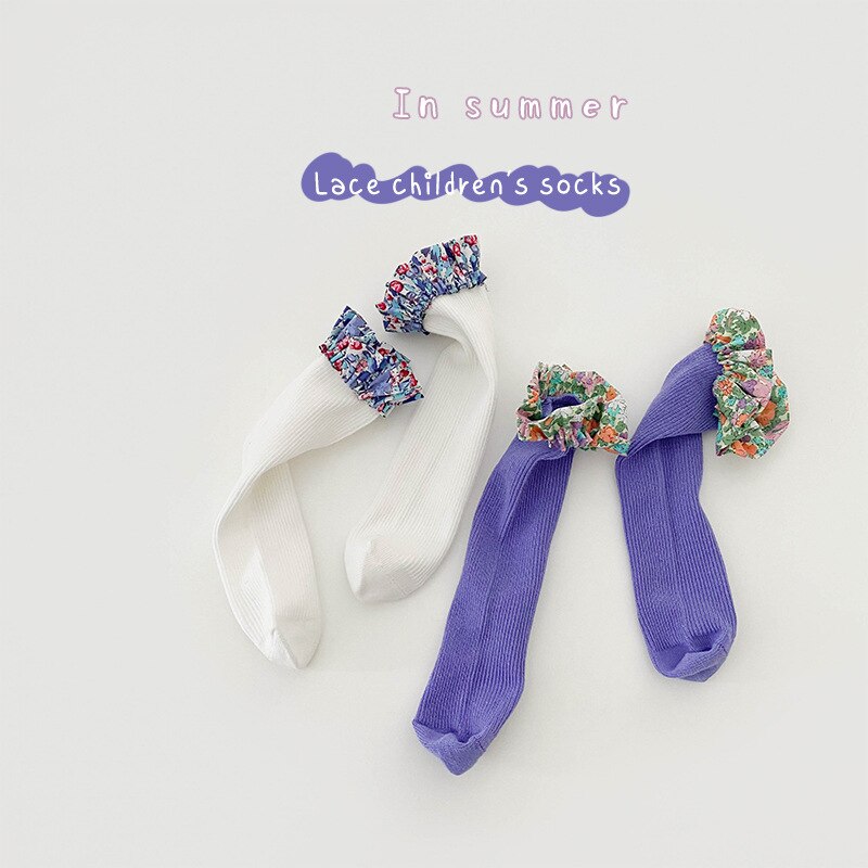 2 Pairs Candy Colored Lace Loop Mesh Socks