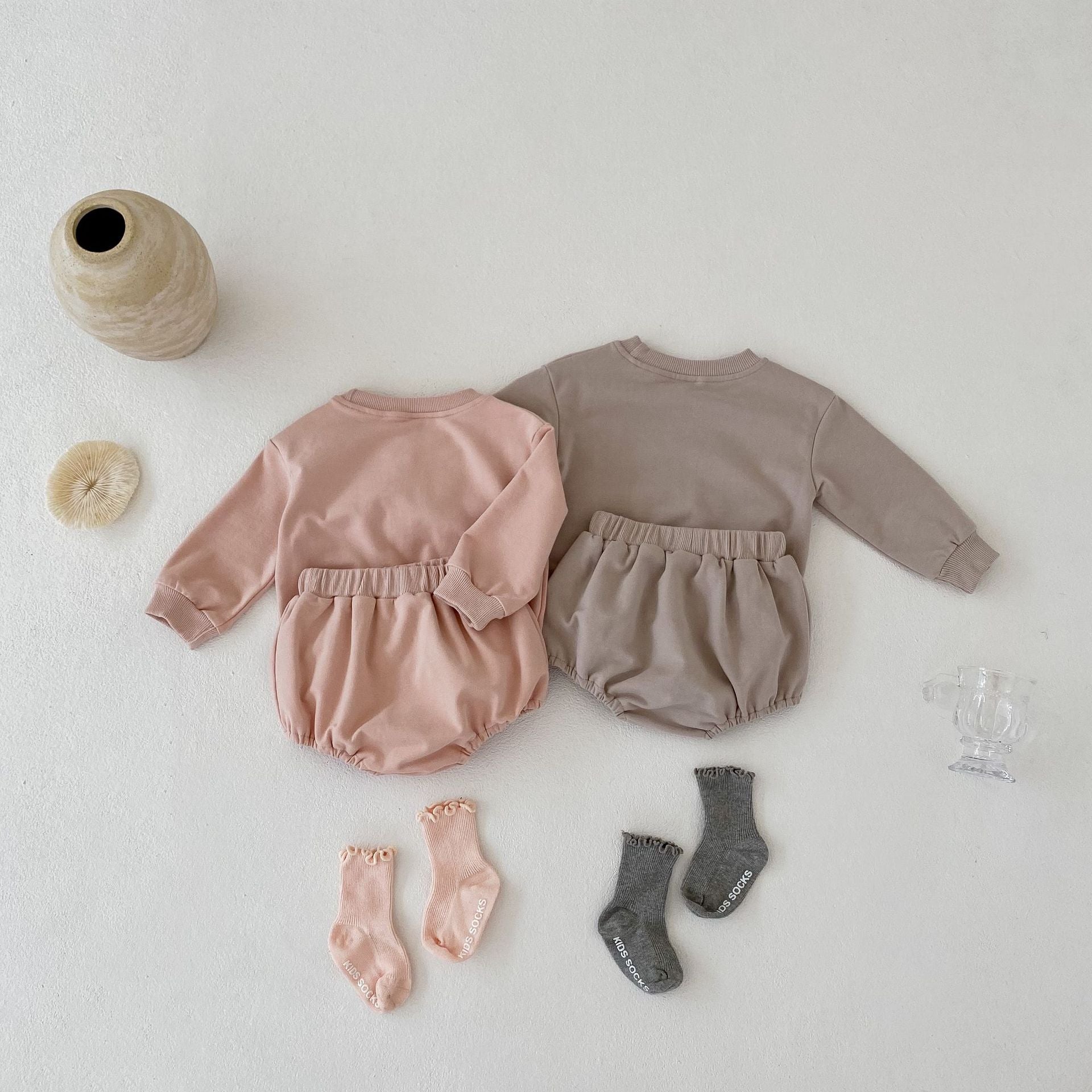 Sweatshirt With Pocket And Shorts Set
