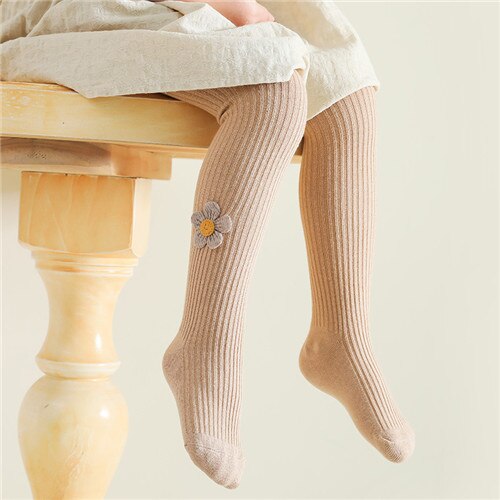 Striped Solid Knitted Floral Pantyhose