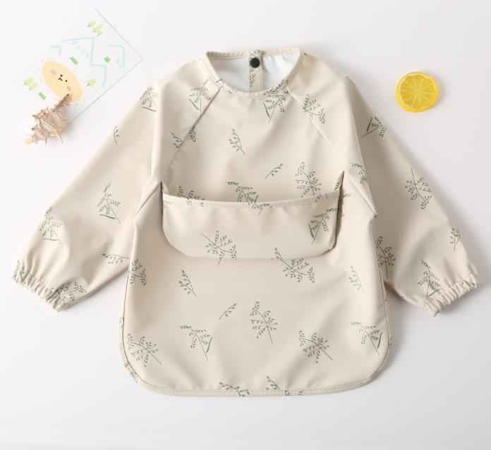 Cartoon Print Waterproof Long Sleeve Bibs