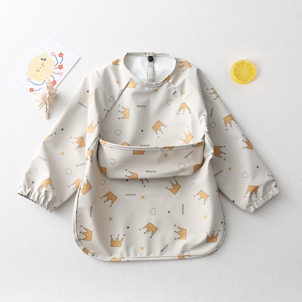 Colorful Print Bibs With Pocket