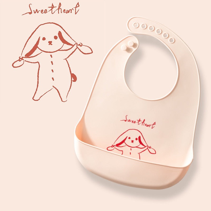 Silicone Adjustable Cute Print Bib