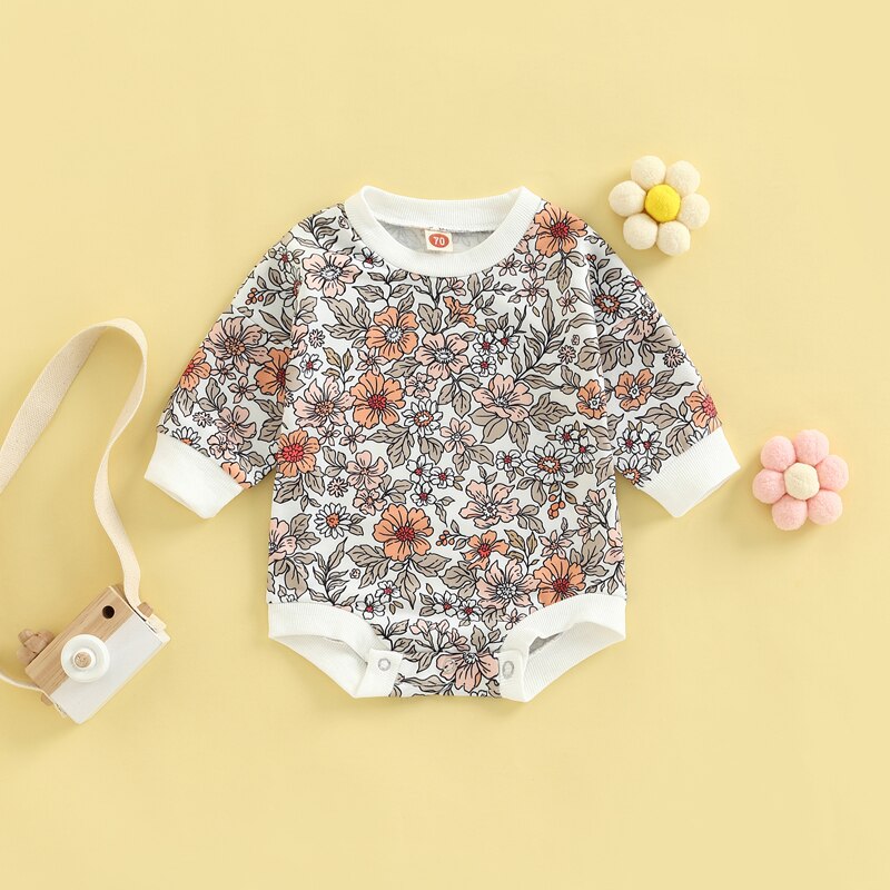 Flowers Print Long Sleeve Jumpsuit