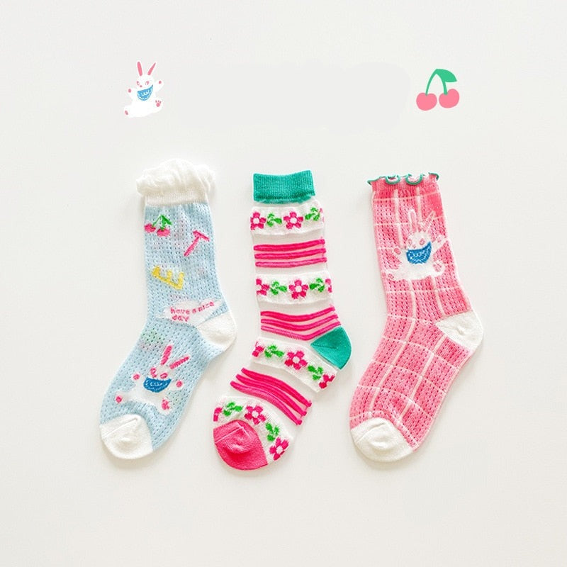 3 Pairs Thin Colorful Socks