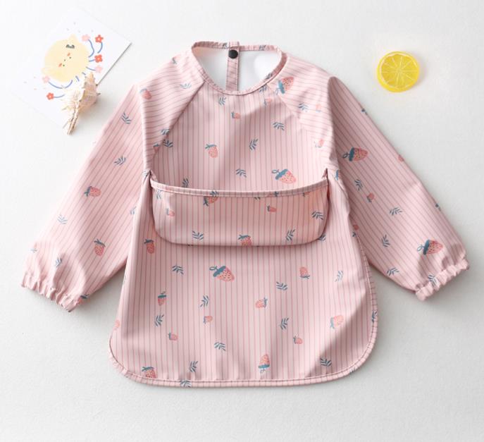 Cartoon Print Waterproof Long Sleeve Bibs