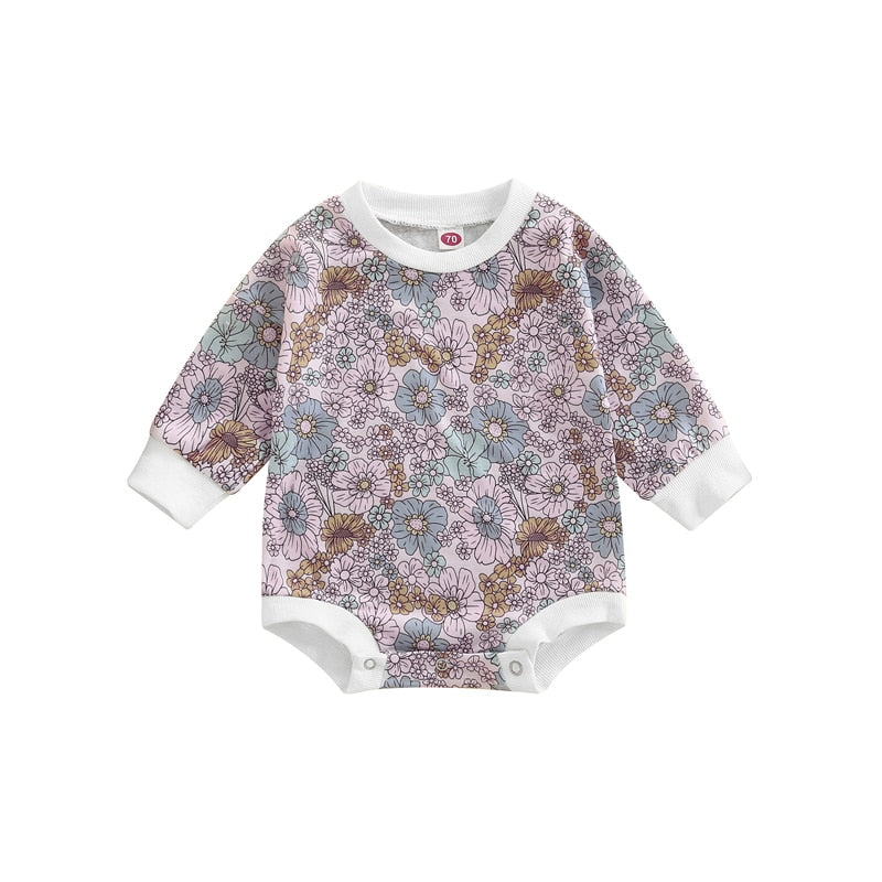 Flowers Print Long Sleeve Jumpsuit