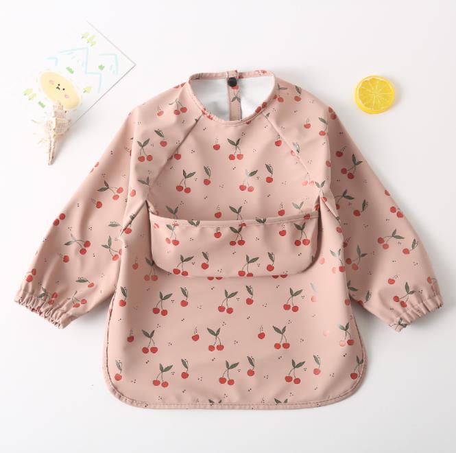 Cartoon Print Waterproof Long Sleeve Bibs