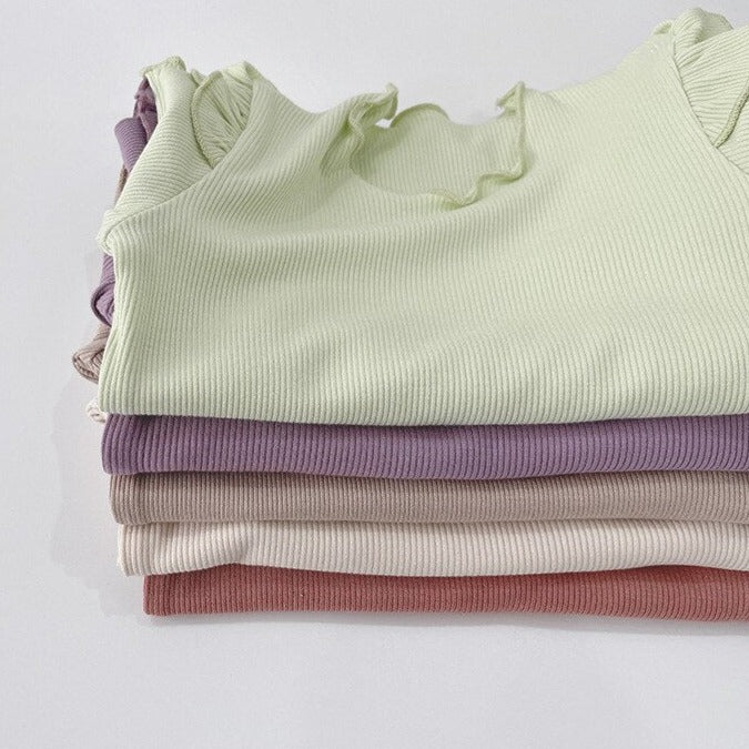 Long Sleeve Ruffle Shoulders Pajamas
