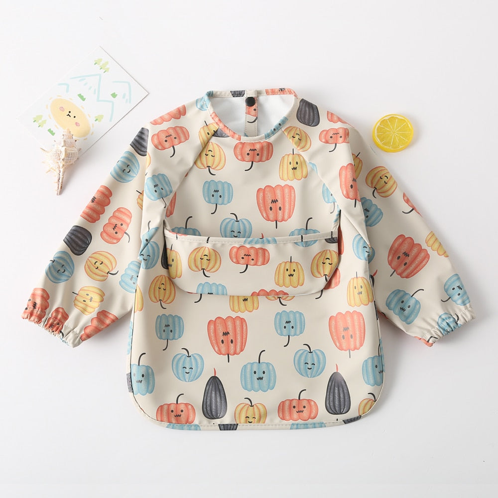 Long Sleeves Waterproof Pattern Print Bibs