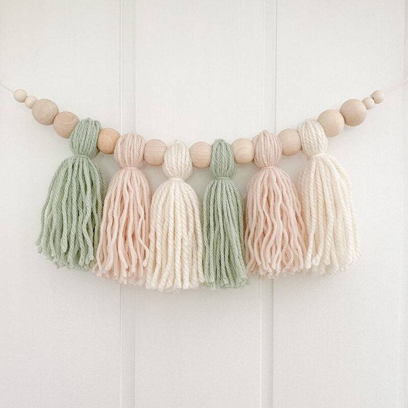 Boho Tassel Wooden Beads Hanging Pendant