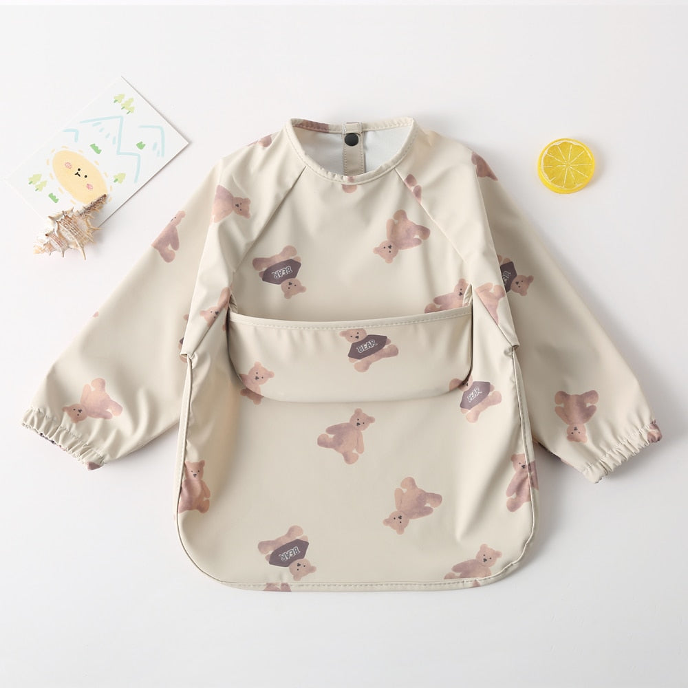 Long Sleeves Waterproof Pattern Print Bibs