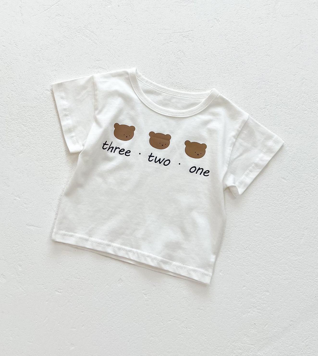 Bear/Dot Print Short Sleeve Overall & T-Shirt Set