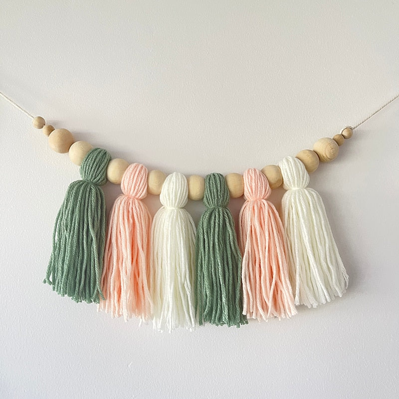 Boho Tassel Wooden Beads Hanging Pendant