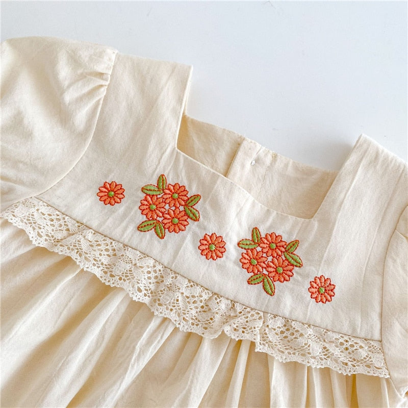 Vintage Embroidery Floral Dress And Shorts