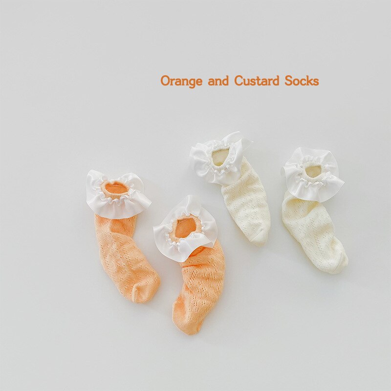 2 Pairs Candy Colored Lace Loop Mesh Socks
