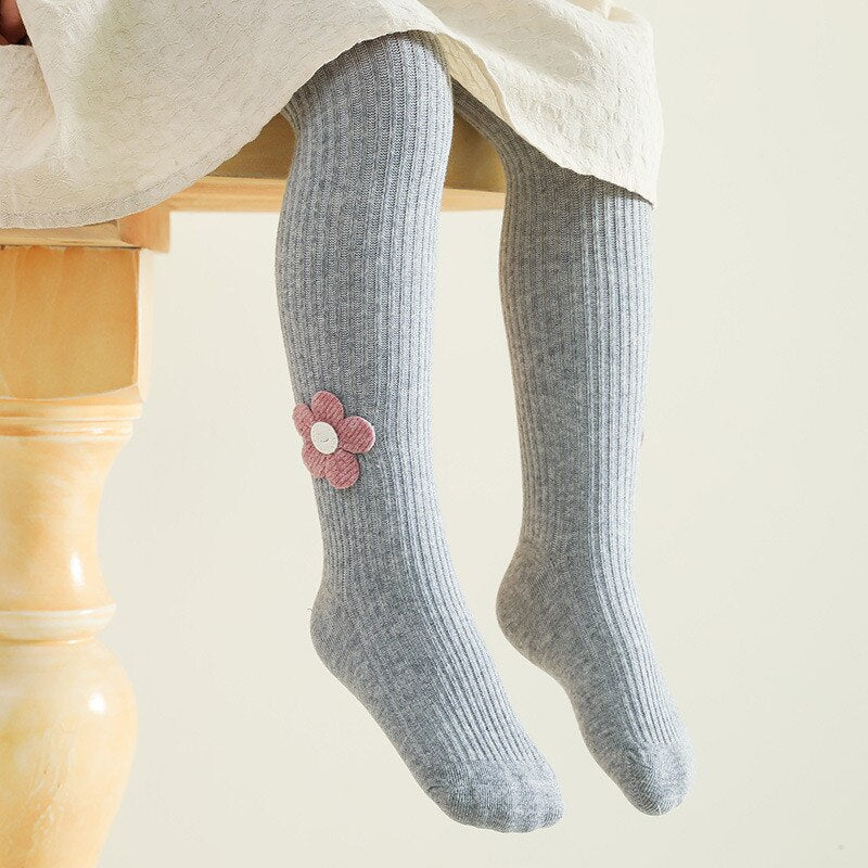 Striped Solid Knitted Floral Pantyhose