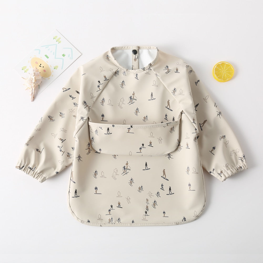 Long Sleeves Waterproof Pattern Print Bibs