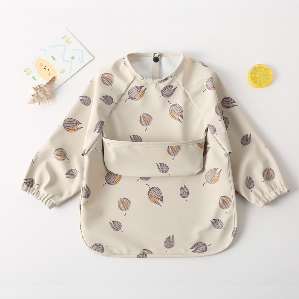 Long Sleeves Waterproof Pattern Print Bibs