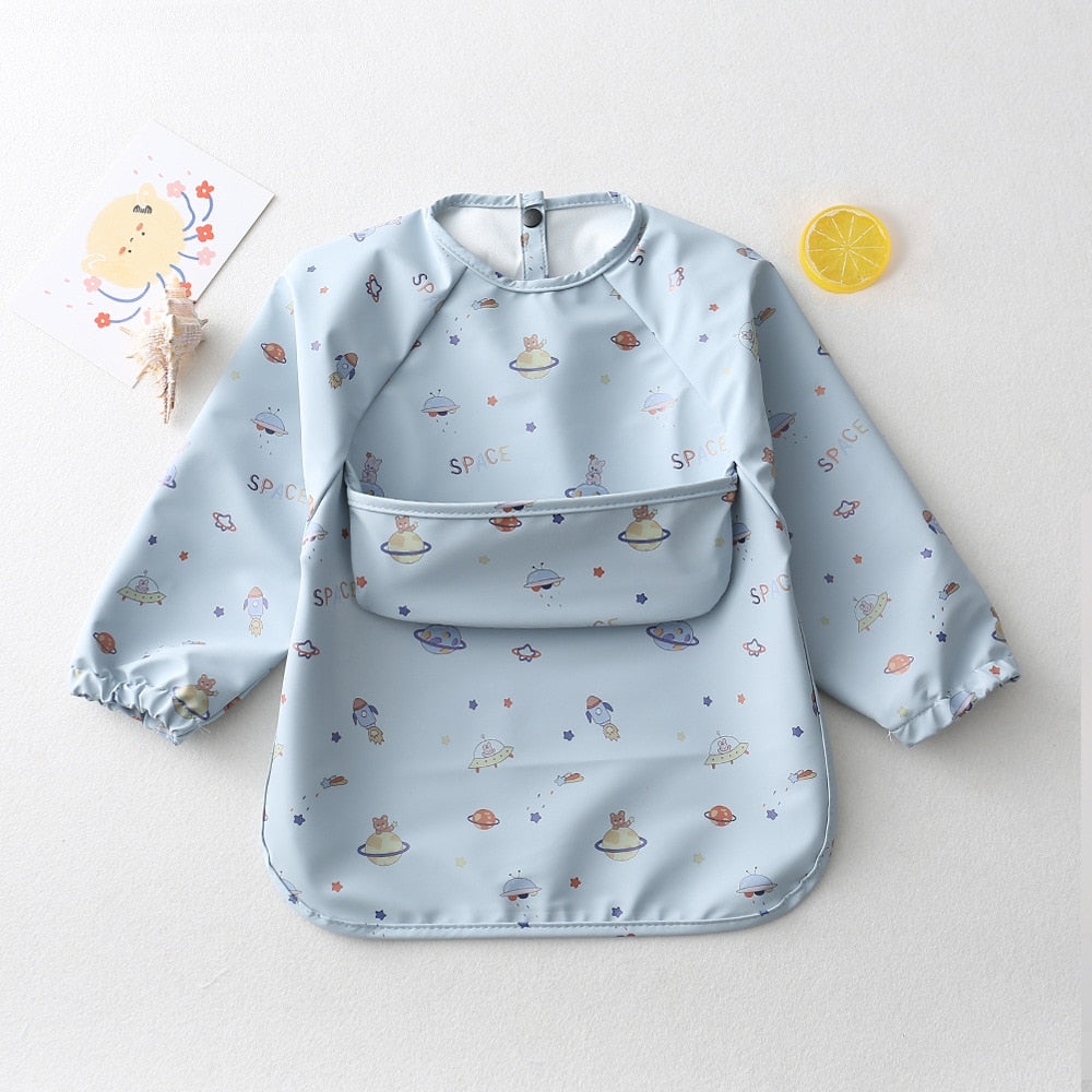 Colorful Print Bibs With Pocket