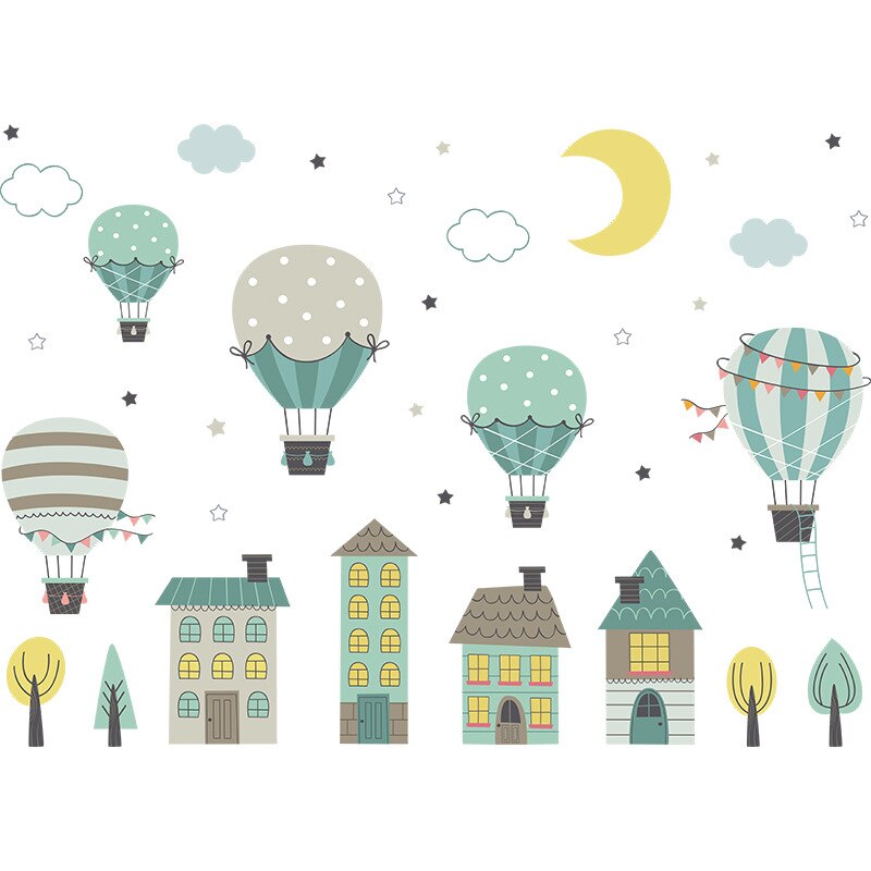 House And Balloons Self-adhesive Wall Stickers