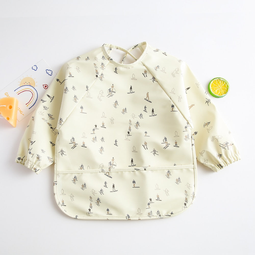 Long Sleeves Waterproof Pattern Print Bibs