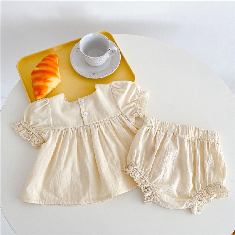 Vintage Embroidery Floral Dress And Shorts