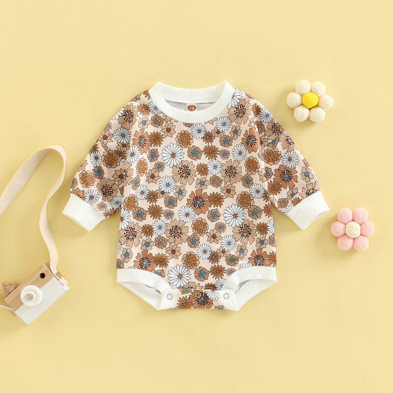 Flowers Print Long Sleeve Jumpsuit