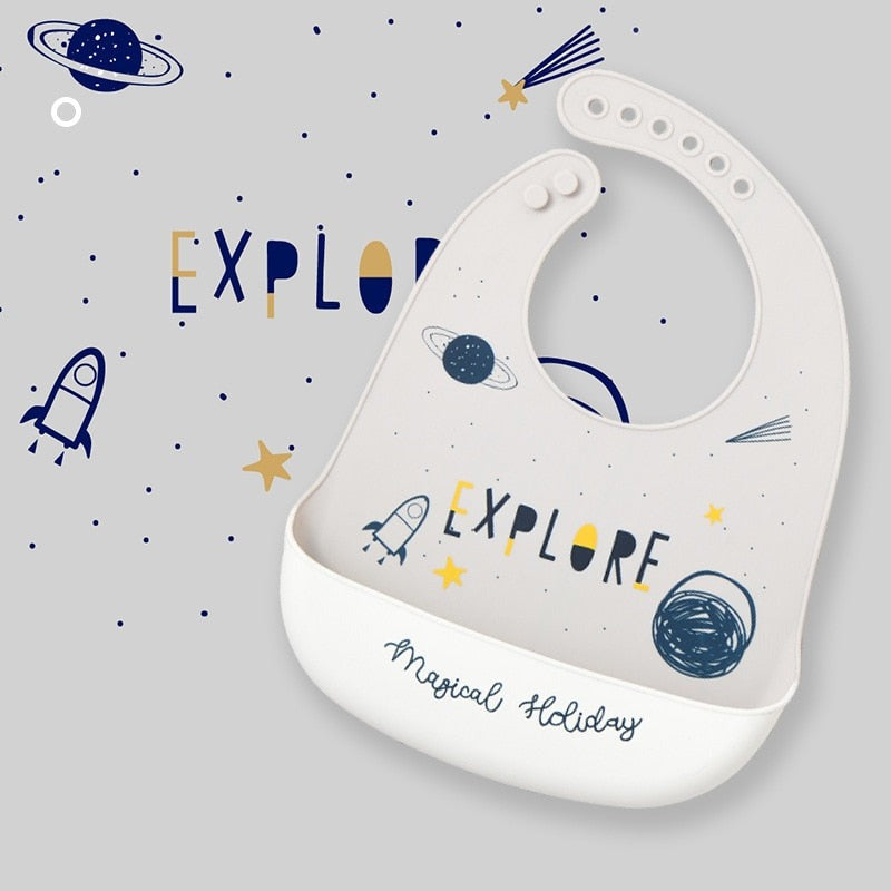 Silicone Adjustable Cute Print Bib