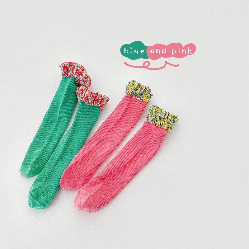 2 Pairs Candy Colored Lace Loop Mesh Socks