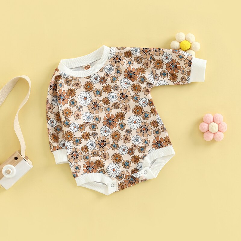 Flowers Print Long Sleeve Jumpsuit